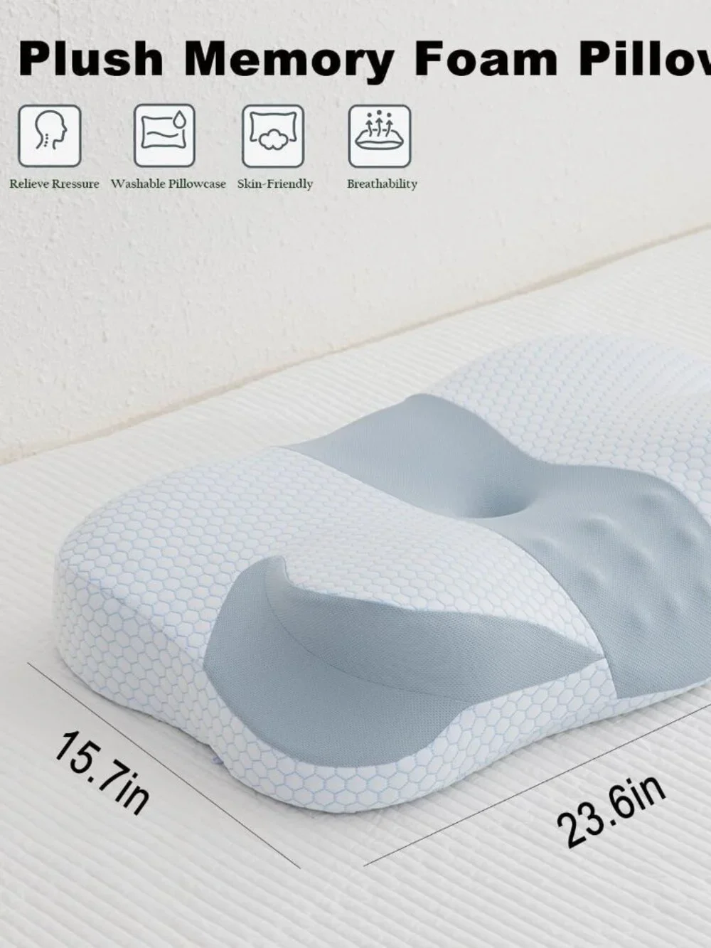 Cervical Memory Foam Pillow Dual Height Neck Support NEW